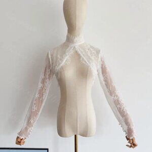 Custom Soft Chantilly Lace wedding boleros